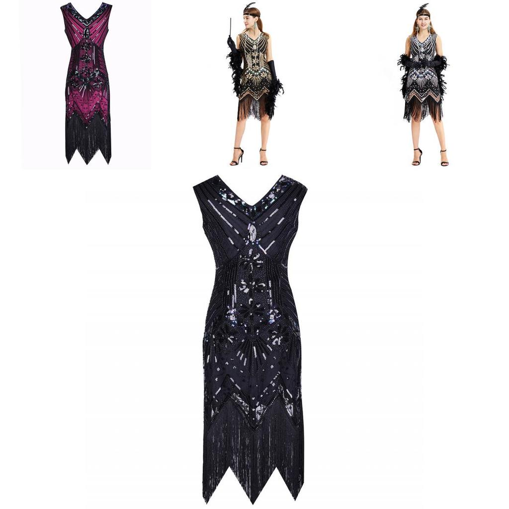 Elegant Gatsby Flapper Beaded Vintage Fringe Sequin Sleeveless Women Party Dresses For Timeless Style