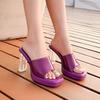 European Sexy Platform High Heel Mules Transparent Crystal Sandals Big Size Women Shoes For Nightclub Wedding Banquet