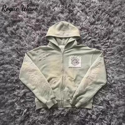 RogueWave Y2K Harajuku Nova Moda Letras Bordadas Solto Suéter Hoodies Rua Retrô Hip Hop Popular Casual Joker Esportes Hoodies