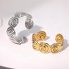 18K Gold-Plated Stainless Steel Open Bangle - European & American Fashion, Colorfast Titanium Steel