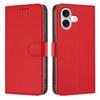 For iPhone 17 Leather Case Solid Color Phone Cover with Wallet