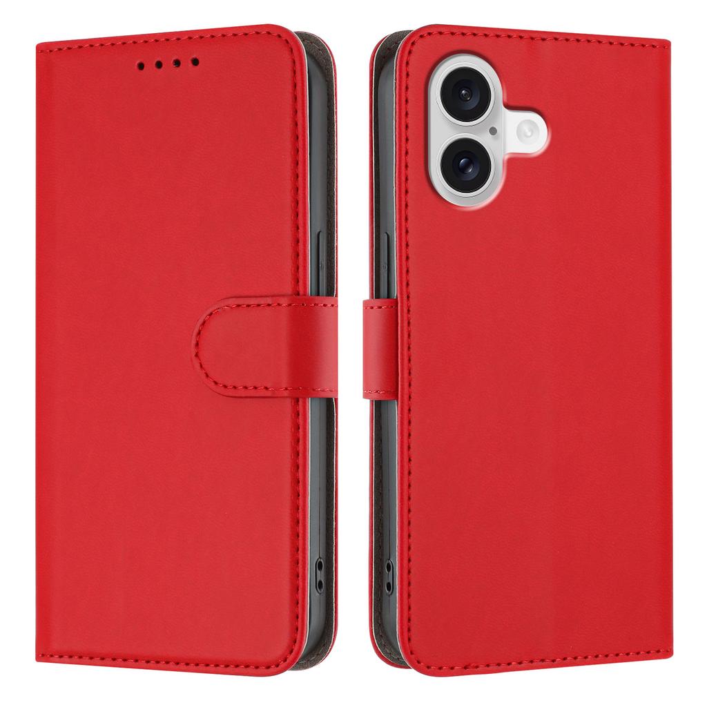 For iPhone 17 Leather Case Solid Color Phone Cover with Wallet