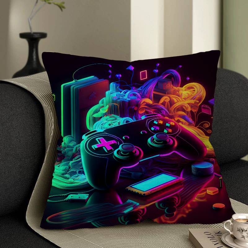 Pop Neon Video Game Character Pillow Case Cushion Cover Car Throw Pillow Case For Sofa Car Christmas Gift 40x40cm 45x45cm