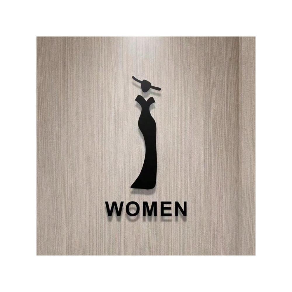 Acrylic 3D Arrow Toilet Sign Plate Wall Decor Elegant Bathroom Label for Home Washroom Door