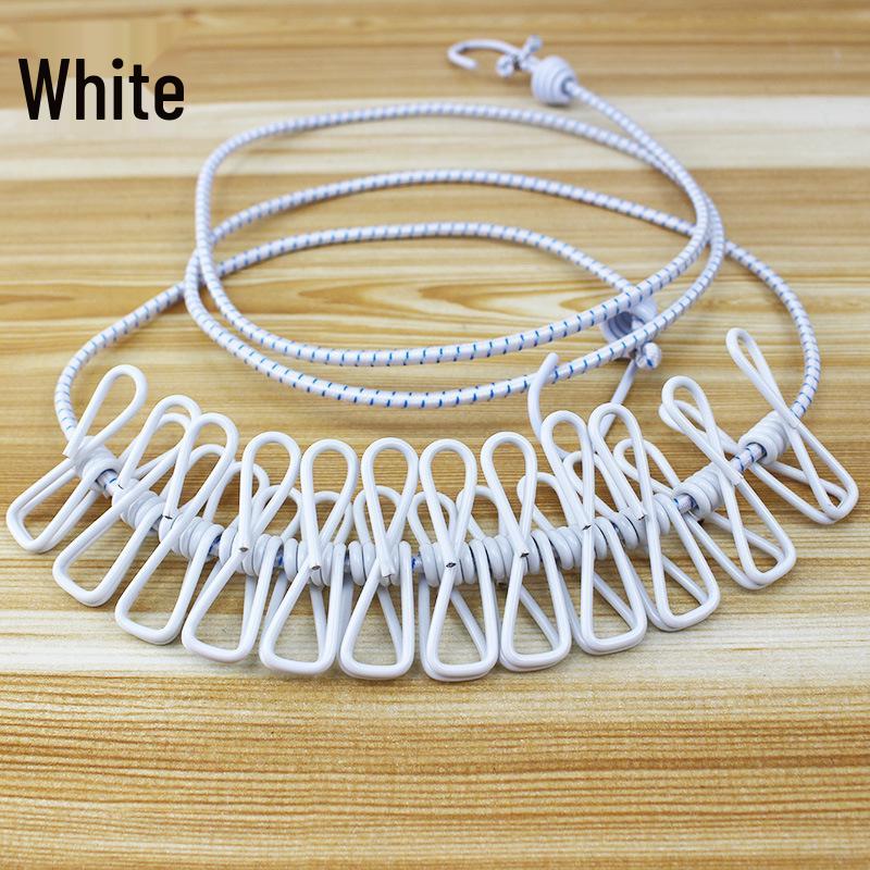 Přenosný větruodolný zatahovací sušák na prádlo s 12 protiskluzovými kolíčky