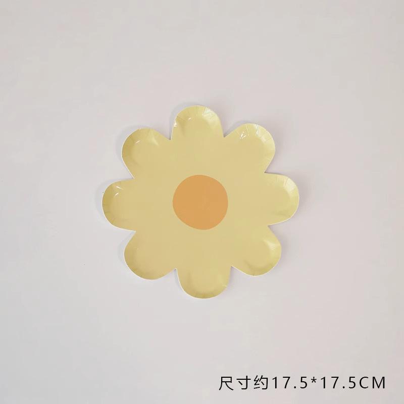 Wind Daisy Disposable Plate Children'S Holiday Party Ornament Birthday Party Cake Paper Plate Decoration