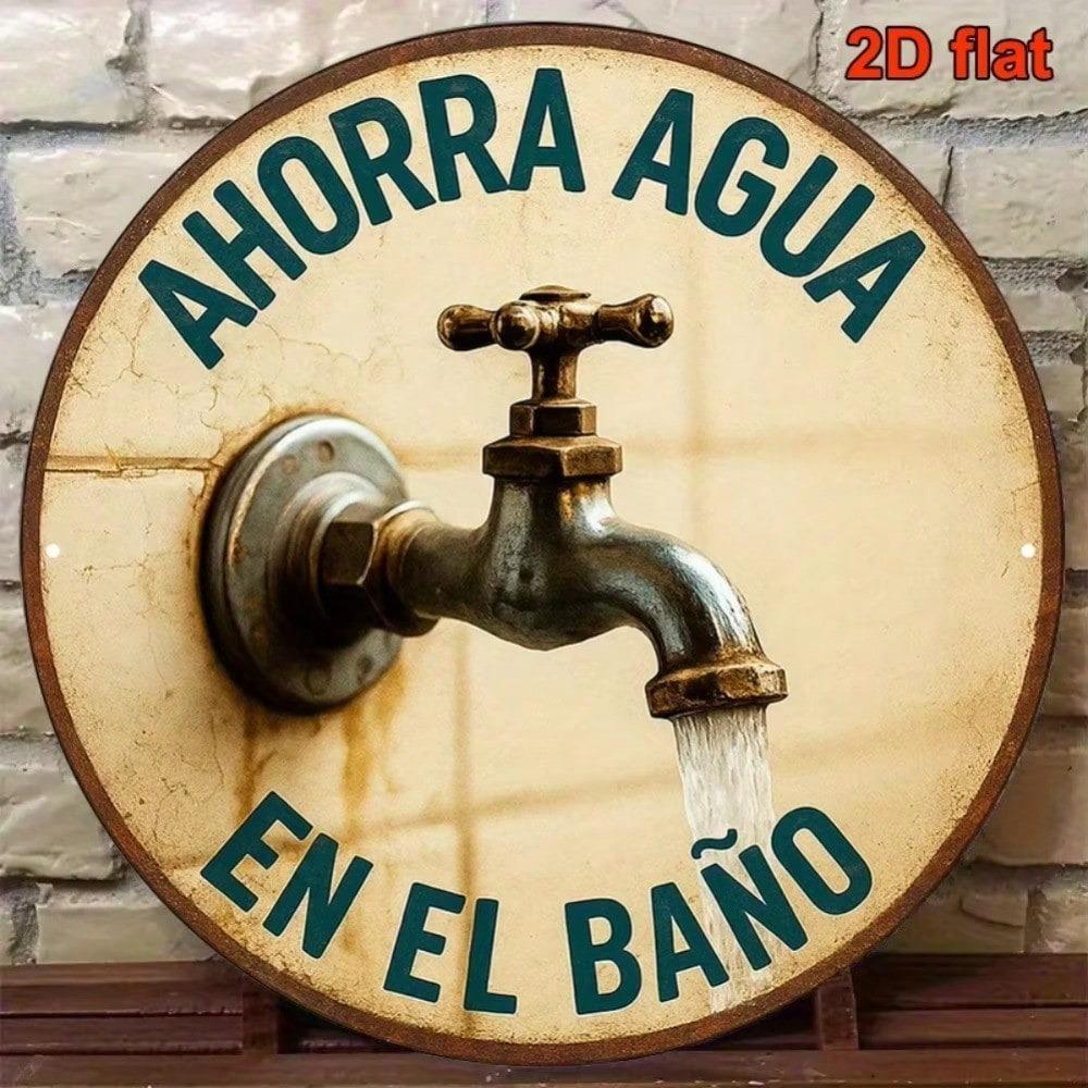 Retro Save Water Metal Sign 8x8 Inch Rustic Bathroom Laundry Kitchen Yard Wall Art