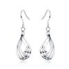 925 Sterling Silver Three Line Water Droplet Piercing Earrings Fashion Jewelry