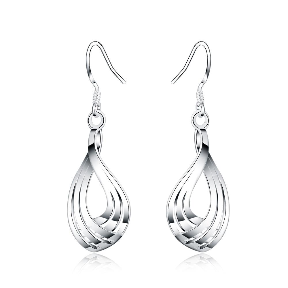 925 Sterling Silver Three Line Water Droplet Piercing Earrings Fashion Jewelry