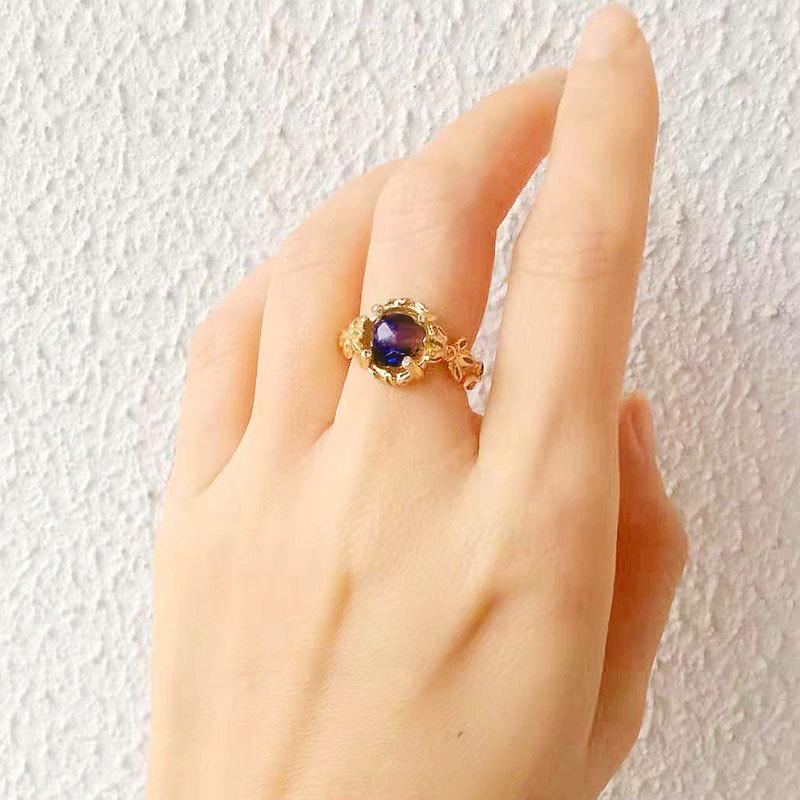 Purple Ivy Elegant Grape Ring In Vintage Style With Adjustable Open Design Women For
