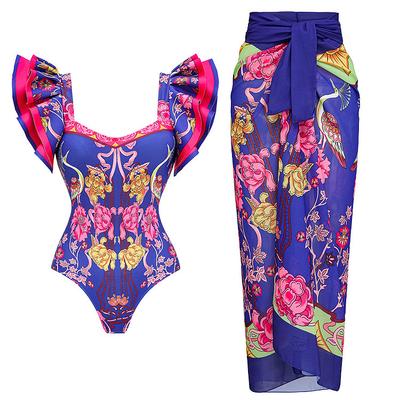 Neu Einteiliger Badeanzug für Damen im französischen Retro-Stil, bauchbedeckender und schlankmachender Badeanzug