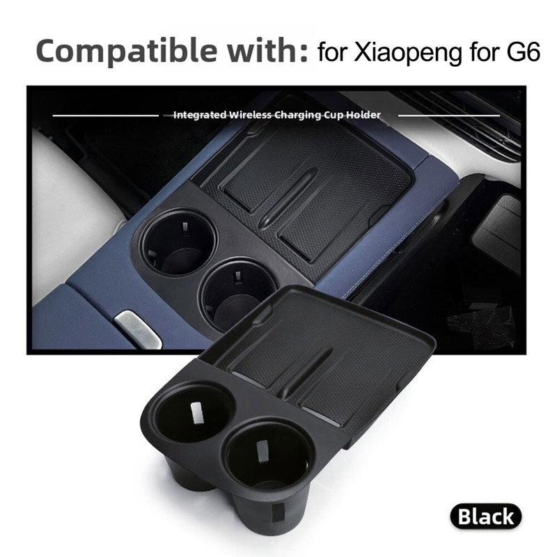 Kabelloses Ladegerät Schutzmatte Mit Aufbewahrungsbox Becherhalter Für XPeng Für G6 Ablagefach Organizer Auto Innenzubehör