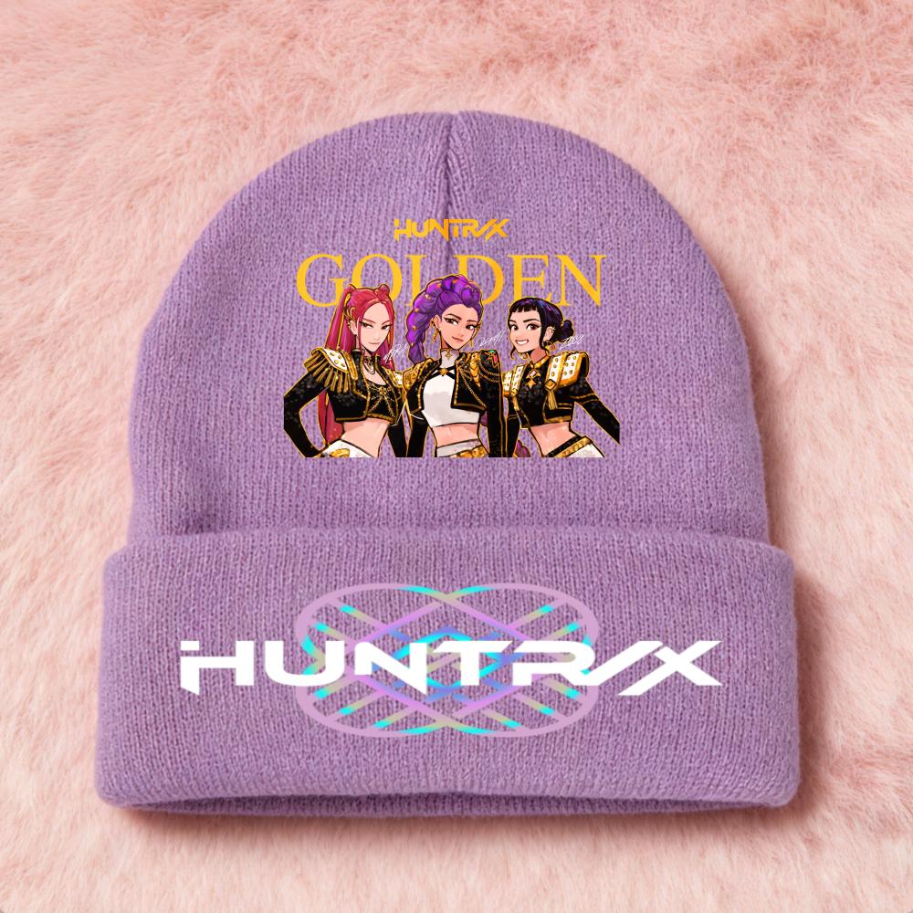 Latest KPop Demon Girls Knitted Hats Kpop Hunter Cartoon Children Headgear Cotton Cold Season Adorable Hat Anime Children Navidad Birth Date Gifts