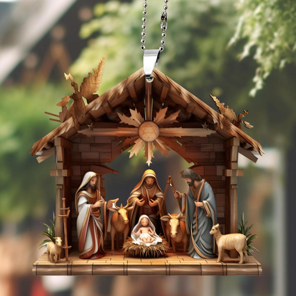 Nativity Scene Ornaments the Birth of Jesus Decor Nativity Scene Christmas Tree Decoration Acrylic Nativity Scene Pendant