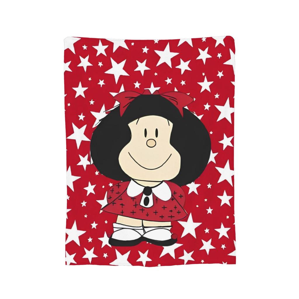 Cute Mafaldas Cartoon Blanket Cover Flannel Anime Lightweight Throw Blanket for Airplane Travel Bed Rug