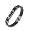 OPK Men's Trendy Leather Bracelet with Stainless Steel Infinity Design