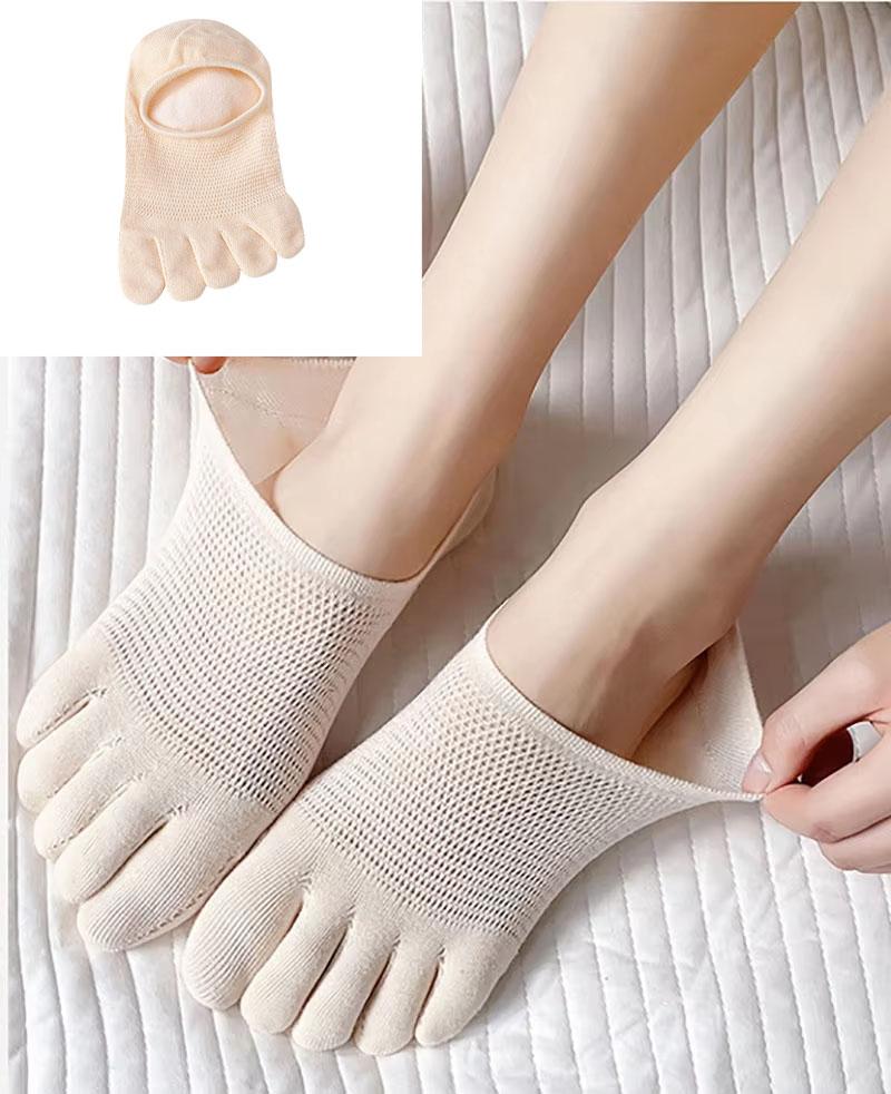 Socks For Women Spring Summer Solid Color Mesh Five Fingers Socks Ankle Short Socks Sweat-absorbing Boat Socks Split Toe Socks