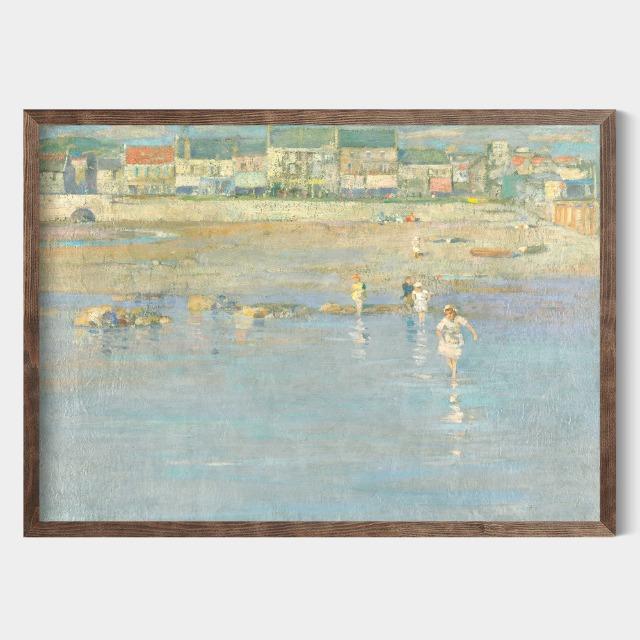 Vintage Beach Play Scene Childrenes Summer Posters Canvas Printing Coastal Wall Art Picture for Living Room Home Decor Gifts