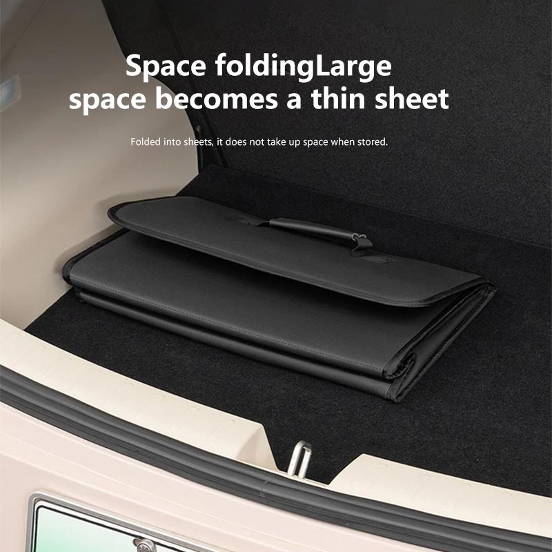 Car Leather Trunk Storage Box Foldable Carbon Fiber For BYD Atto 3 Dolphin Seal Tang Song DMI Organizer Bag Interior Accessories