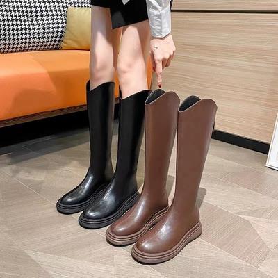 Large Tube Long Boots for Women's Autumn and Winter New Models, But Knee Thick-soled Knight Boots V-mouth Thin Temperament High Boots