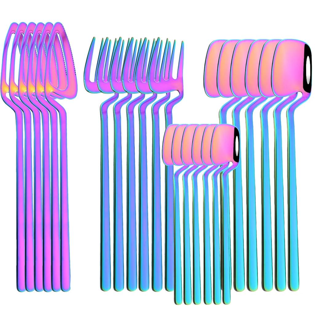 24Pcs Dinnerware Cutlery Set 304 Stainless Steel Dinner Knife Fork Spoon Black Matte Kitchen Flatware Tableware Party Set