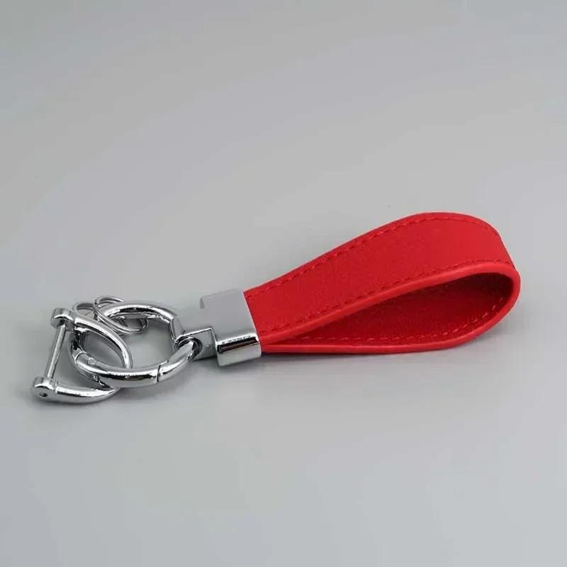 PU Leather Car Keychain Men's and Women's Bag Anti Lost Key Ring Waist Hanging Retro Laser Engraving Customized Keyring Gift