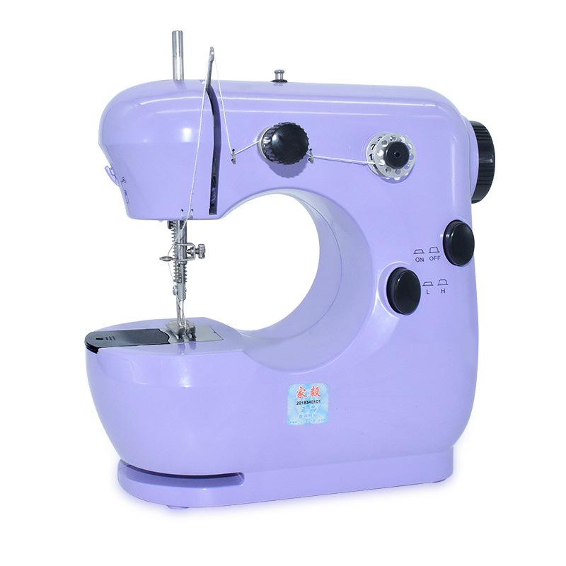 

Мини-швейная машина для начинающих, 2-скоростная вышивальная машина, сверхмощная стегальная машина, простая в использовании US PLUG белый/фиолетовый
