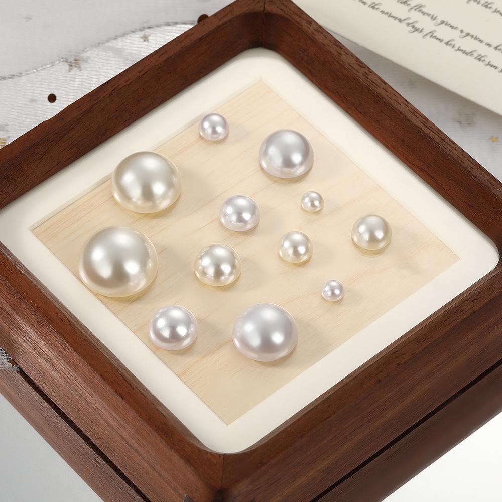Semi-Circular White Pearl Flat Back Stickers for DIY Nail Art and Phone Cases
