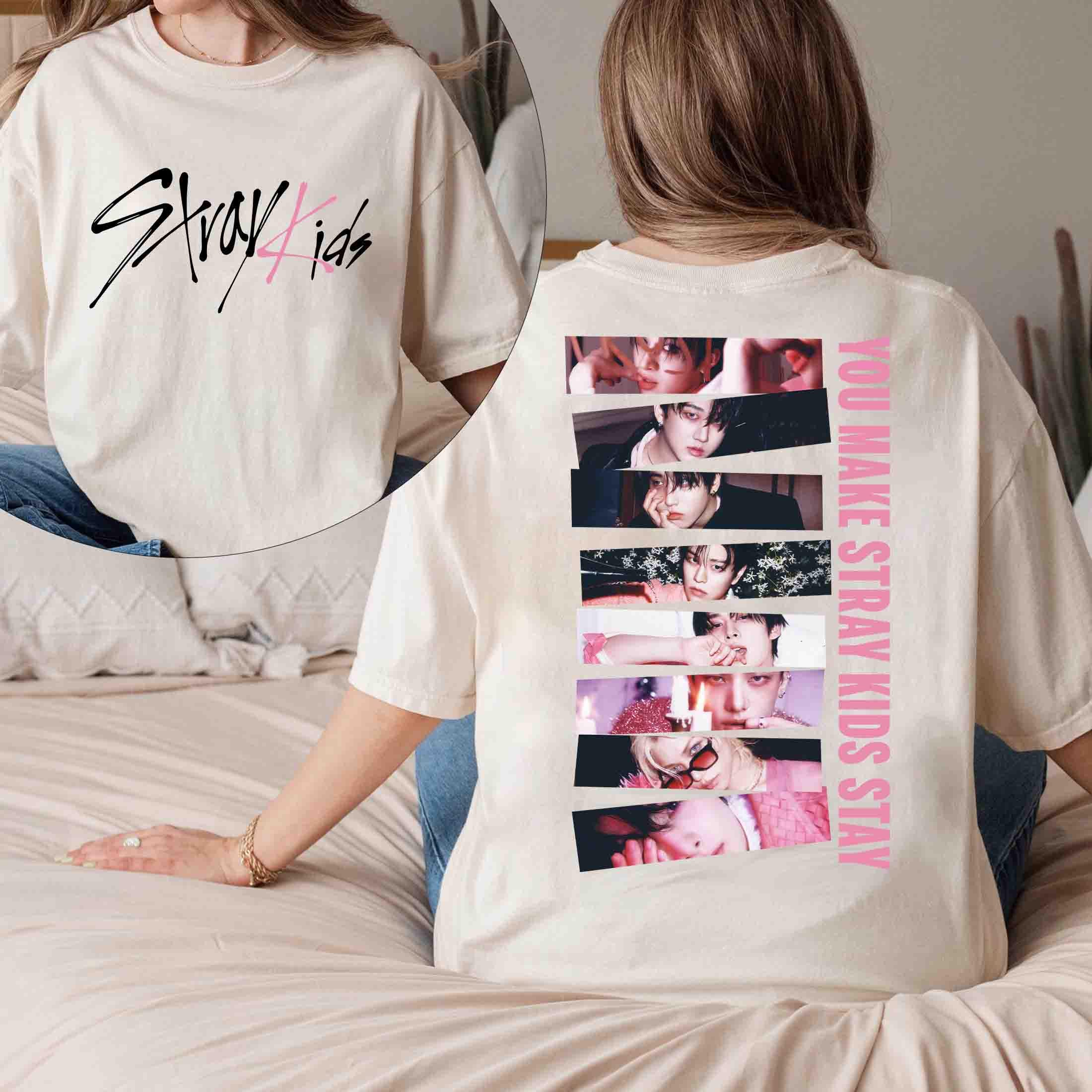 Stray Kids 90s Retro Tshirt Korean Pop Music Enthusiasts Gift for 2026 Summer Unisexs Womens New Cotton Tshirt Y2K Style M