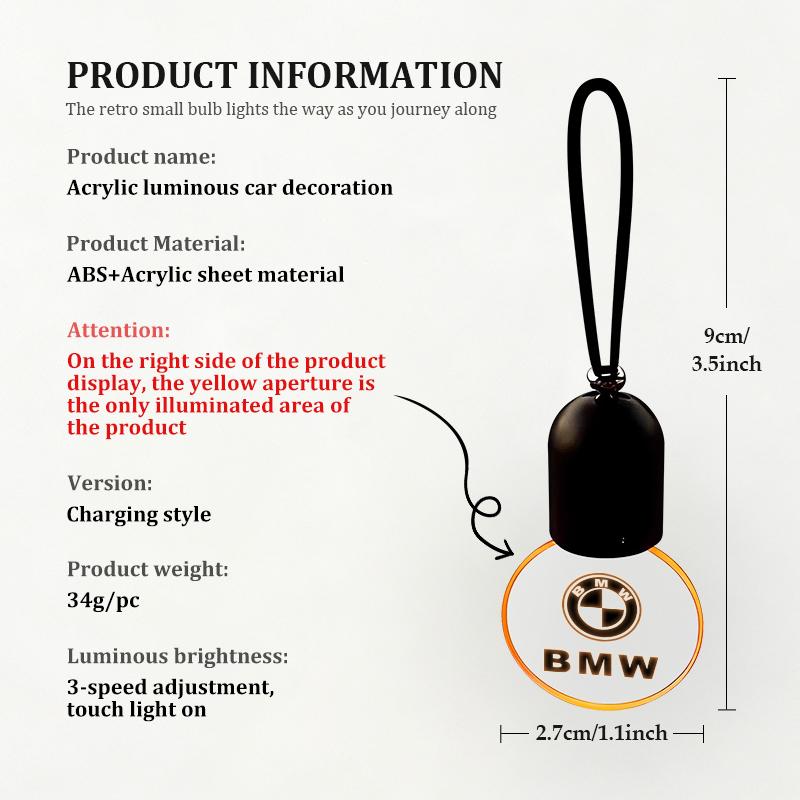 MXUI1 Car LED Acrylic Pendant Glowing Decor Rear View Mirror Accessories For BMW E36 E39 E87 E60 E46 E53 E90 F10 F20 F25 F30 X3 X5