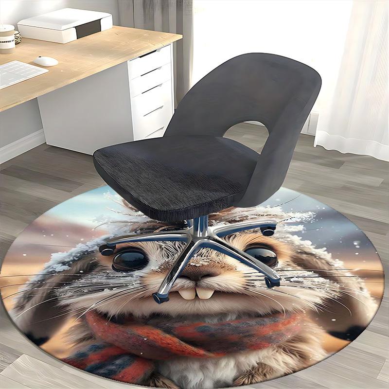 

1pc Anime Design Winter Rabbit with Snowflake Print Round Carpet - Office Chair Mat, Non-Slip Rug for Home Decor, Suitable for All Seasons.K004 80cm by 80cm