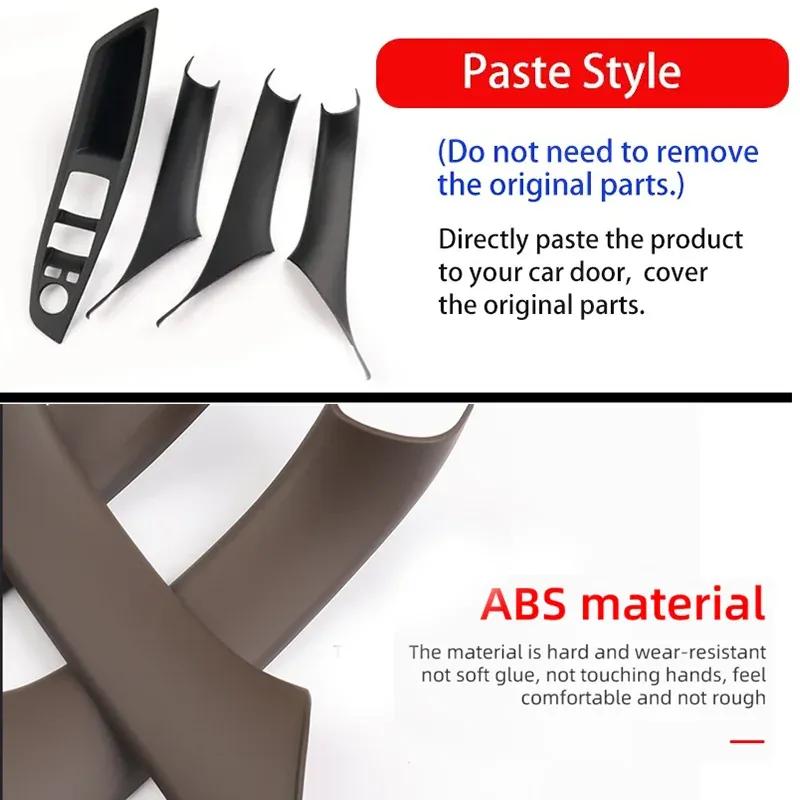 Car Door Inner Handle Panel Trim Cover Interior Protector Stickers For BMW 5 Series F10 2011-2017 LHD Carbon Fiber Accessories