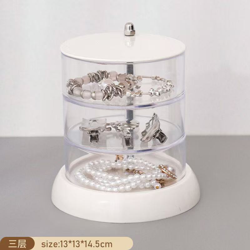Jewelry storage box, multi-layer rotating earrings, earrings, hair clips, headwear, headband, simple transparent jewelry box