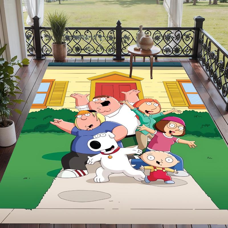 Tappeto in Velluto di Cristallo con Design di Family Guy, Tappetino Antiscivolo Morbido per Decorazione Soggiorno Camera da Letto