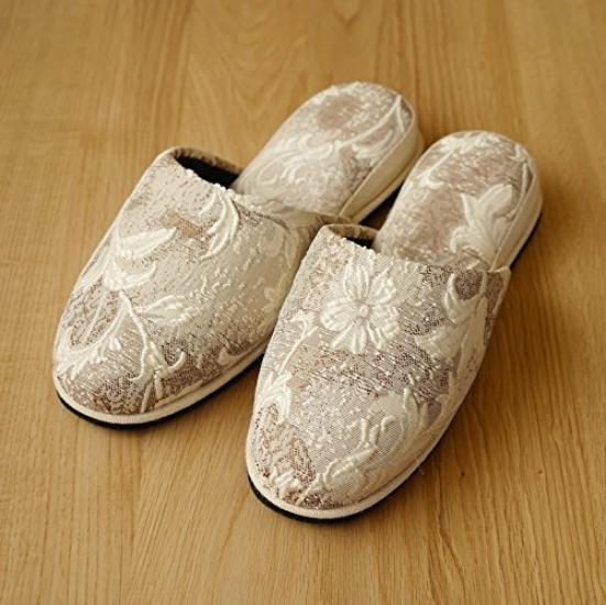 Guest Slippers with Floral Felt Dimensions Size Chausse' 4-Pair Soles, Year-Round Wear, 27cm, 8s31-3