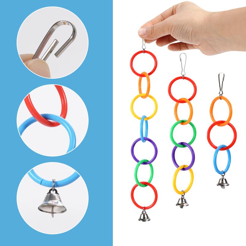 Bird Crawling Toy Parrot Hanging Colored Ring Bell Climbing Training Relieve Boredom Cockatoo Budgerigar Bird Cage Decoration