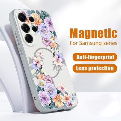 Magnetisch Für Magsafe Hülle Für Samsung Galaxy S26 Ultra S25 Edge S24 Plus S23 FE S22 A17 A54 A55 A56 A57 5G Schwarz-weiß Pfingstrose Blumenmuster Abdeckung