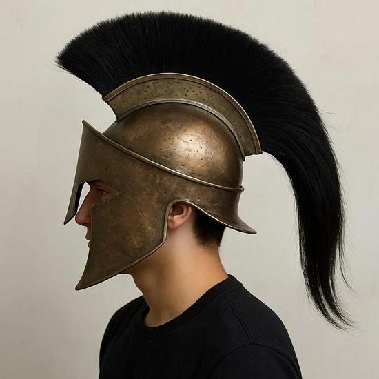 Spartan Warrior Helmet with Claw Marks, Battle-worn Corinthian Bronze Armor, Viking Helmet