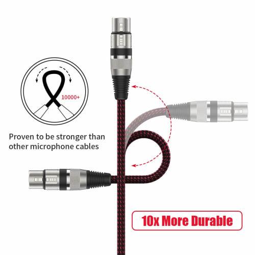 XLR Female To 1/4 Inch TS Cable, 7.6M (2 Pieces), UGOMI Nylon Braided Microphone Cable, TS 6.35mm Mono Unbalanced Microphone Cable (TS To XLR Cable)