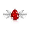 925 Sterling Silver Ice Flower Cut Pear Shape Color Gem Ring for Women Inlaid Brilliant High Carbon Diamond Band Daily Jewelry Gift