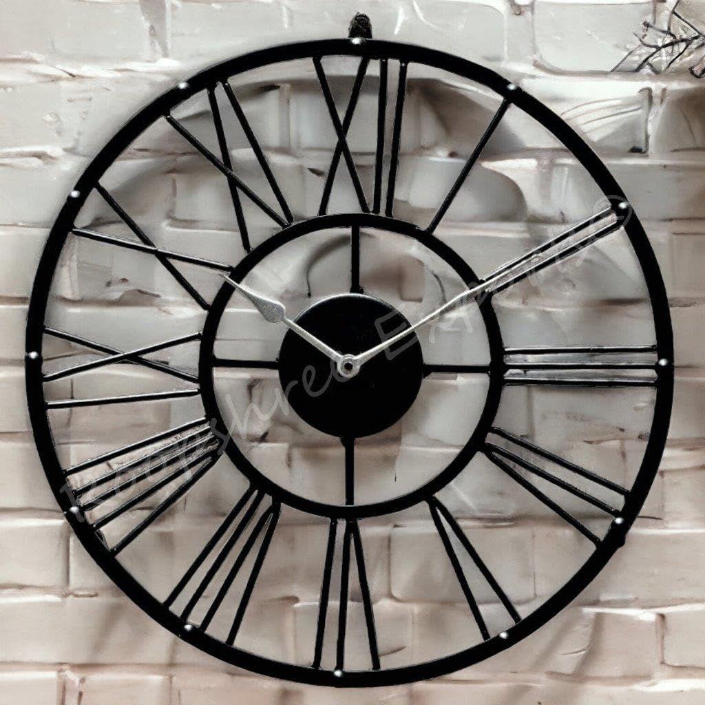 

Clock Iron Abstract Analog Wall Clock (38 Cm, Black)