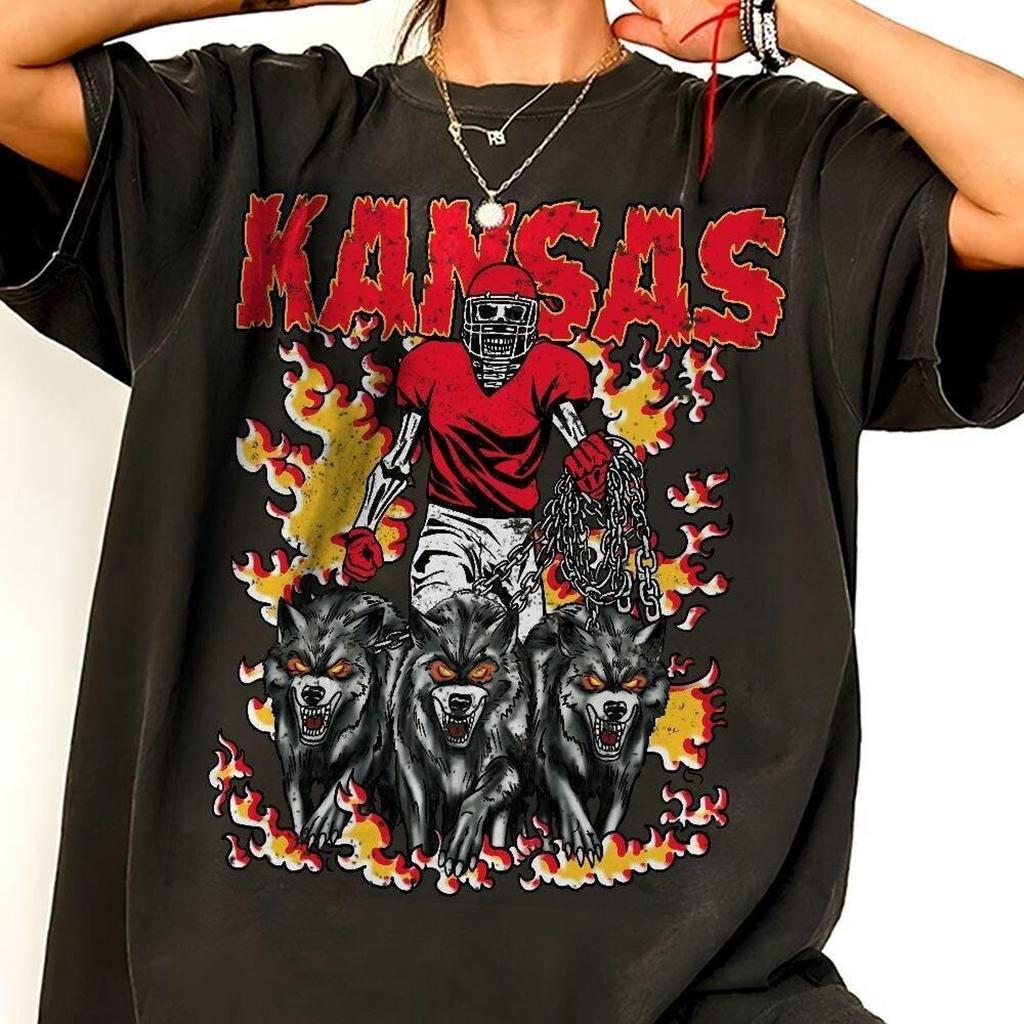 Kansas City Football Skull Shirt, Vintage Patrick Mahomes Fan Tee, Game Day Gift For Football, Kenneth Walker III Comfort Colors Football