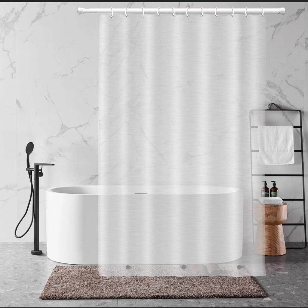 3D Printed PEVA Shower Curtain with Hooks – Thick, Waterproof, Mildew-Resistant Bathroom Partition