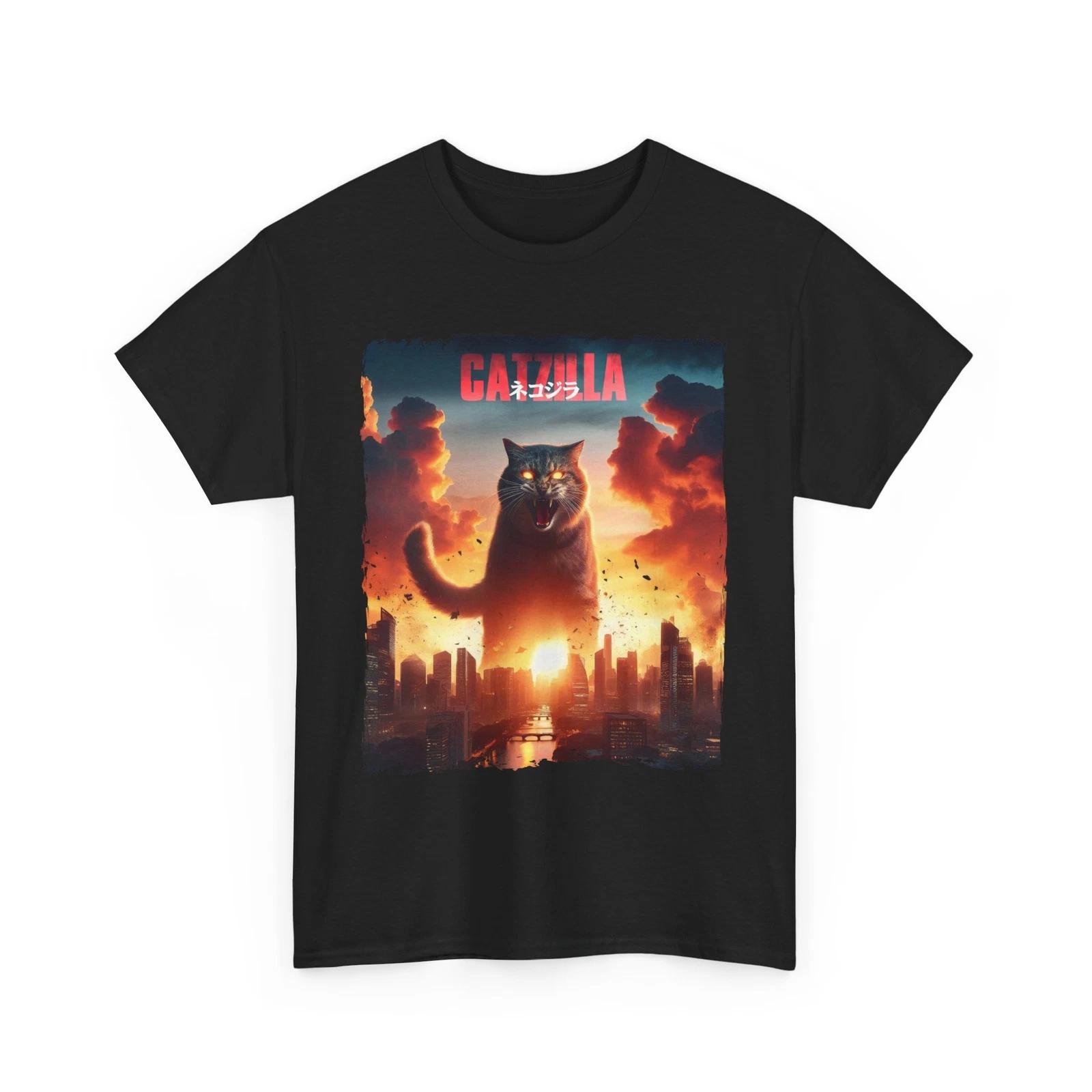 

Футболка Catzilla – Забавная футболка с графическим принтом гибрида Кошки и Годзиллы для любителей кошек S