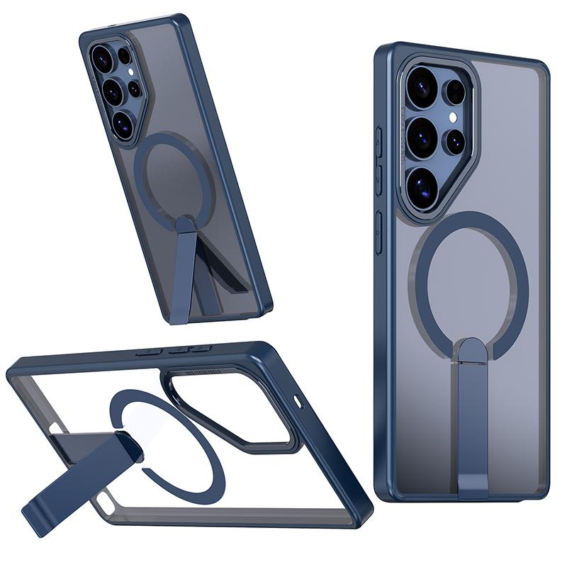 For Magsafe Wireless Charging Metal Bumper Phone Case For Samsung Galaxy S25 Ultra S23 S22 S24 Ultra FE Plus Hard PC Back Cover