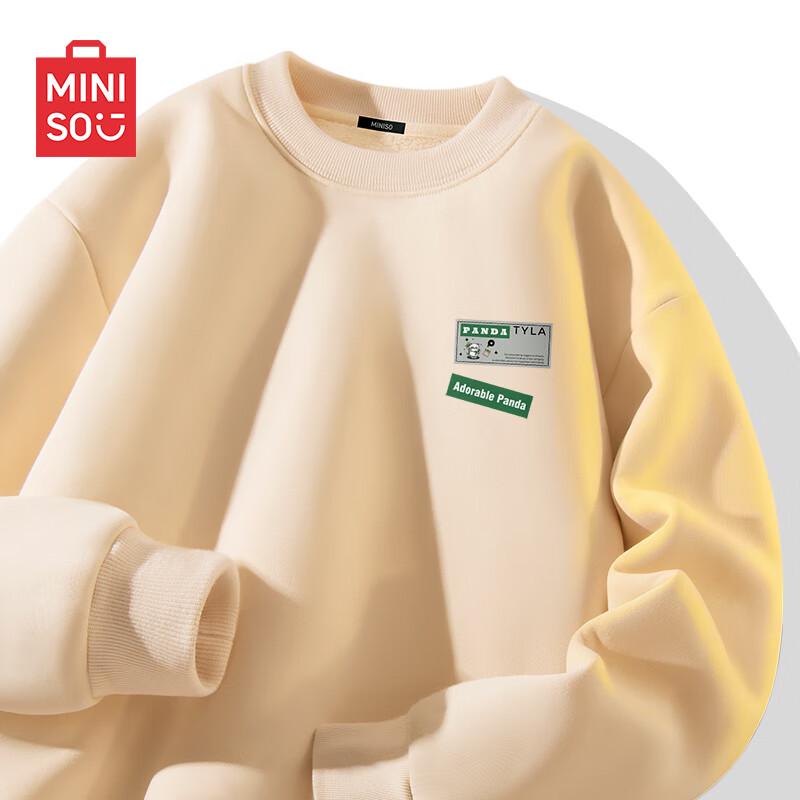 MINISO Men's Winter Plush-Lined Round Neck Sweatshirt