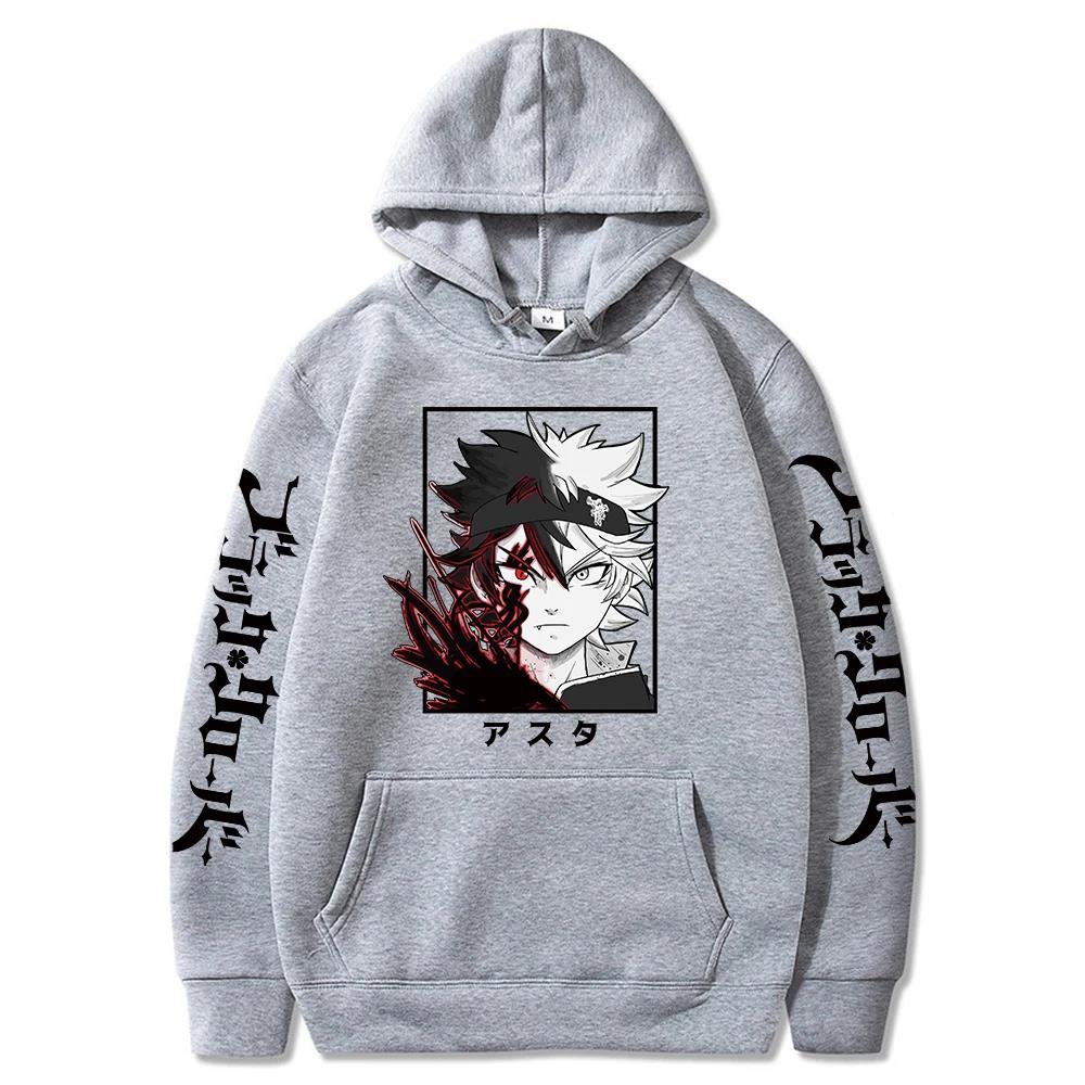 Black Clover Anime Men's Clothes Hoodie Sweatshirts Harajuku Manga Asta Oversized Winter Long Sleeve Streetwear Hoodies