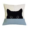 Creative Black Cat Pattern Cotton Linen Cushion Cover Animal Printed Pillow Case For Home Sofa Car Decor Pillowcase 45X45Cm