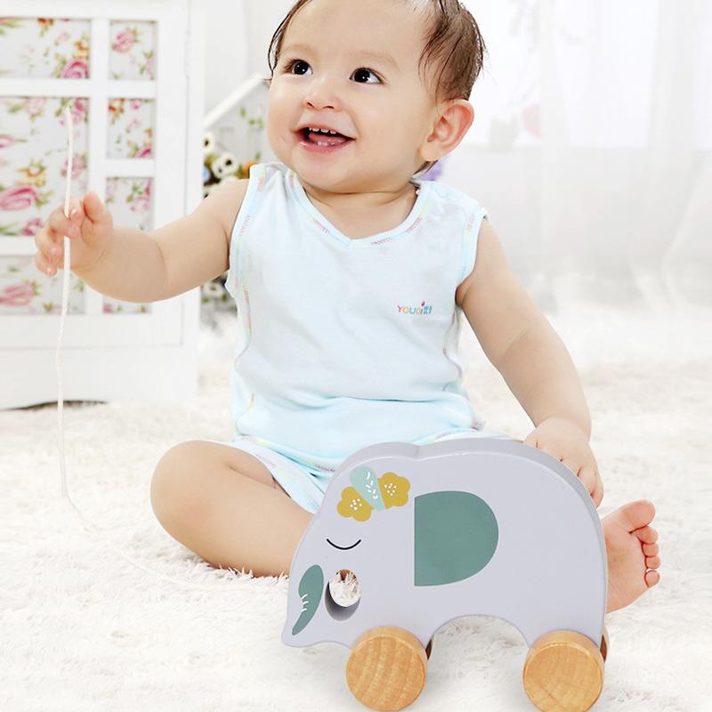 Holz Kinder Tier Anhänger Baby Cartoon Raupe Löwe Elefant Krokodil Kleinkind Spaß Lernspielzeug