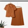 ZANZEA Women Short Sleeve Blouse and Pleated Skirts Casual Two Piece Suit Sets